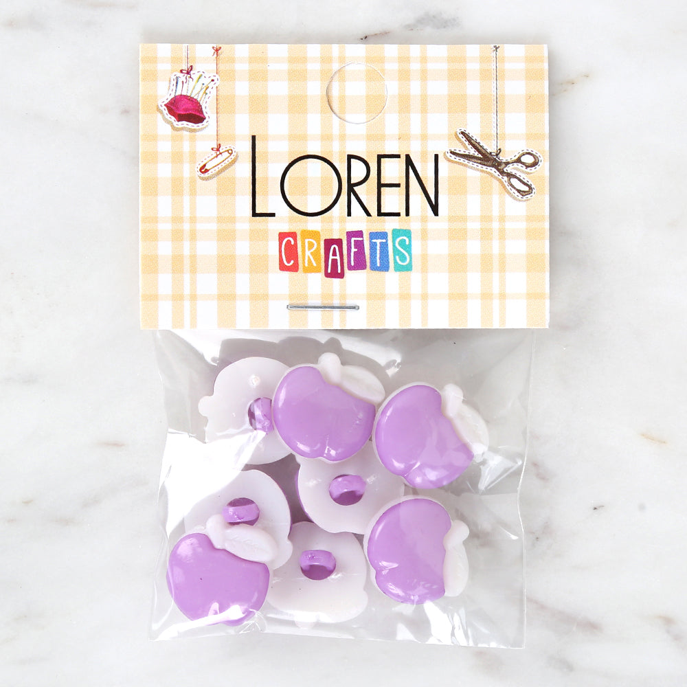 Loren Crafts 8'li Mor Elma Düğme - 3003